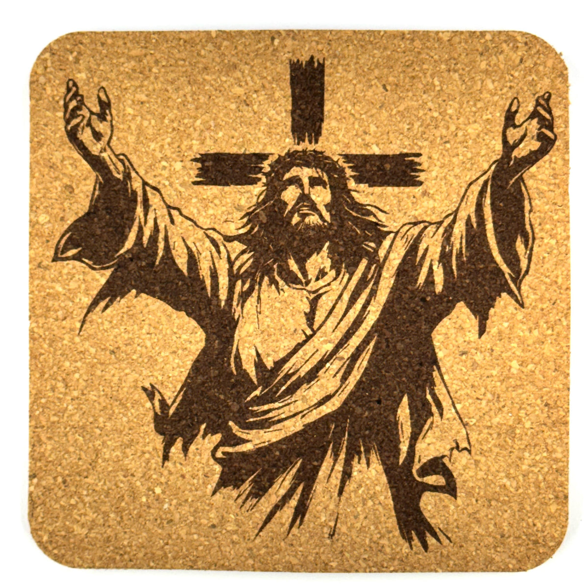 Jesus Faith Cork Coaster Set – Christian Art – Set of 4
