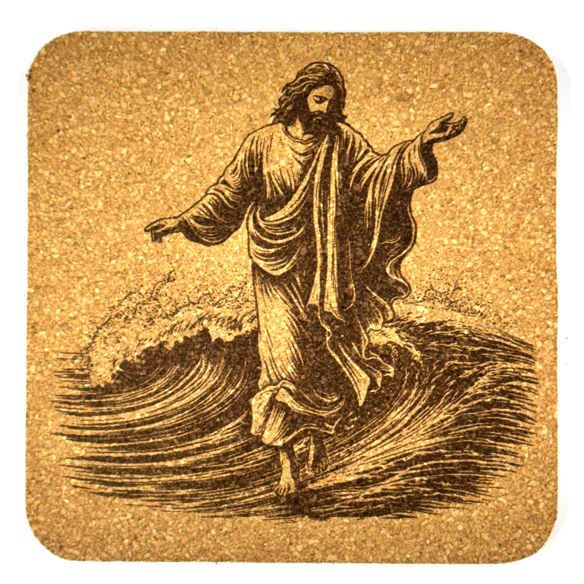 Jesus Miracle Cork Coaster Set – Christian Art – Set of 4