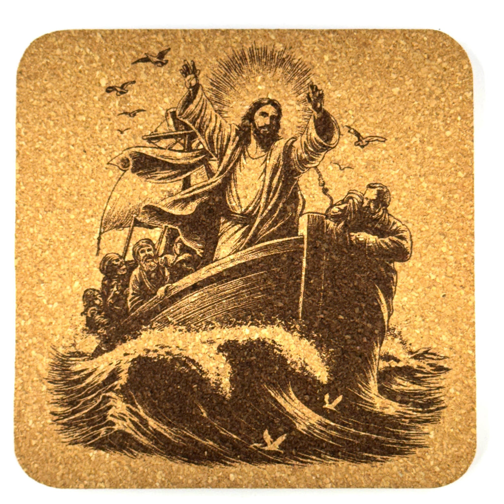 Jesus Miracle Cork Coaster Set – Christian Art – Set of 4