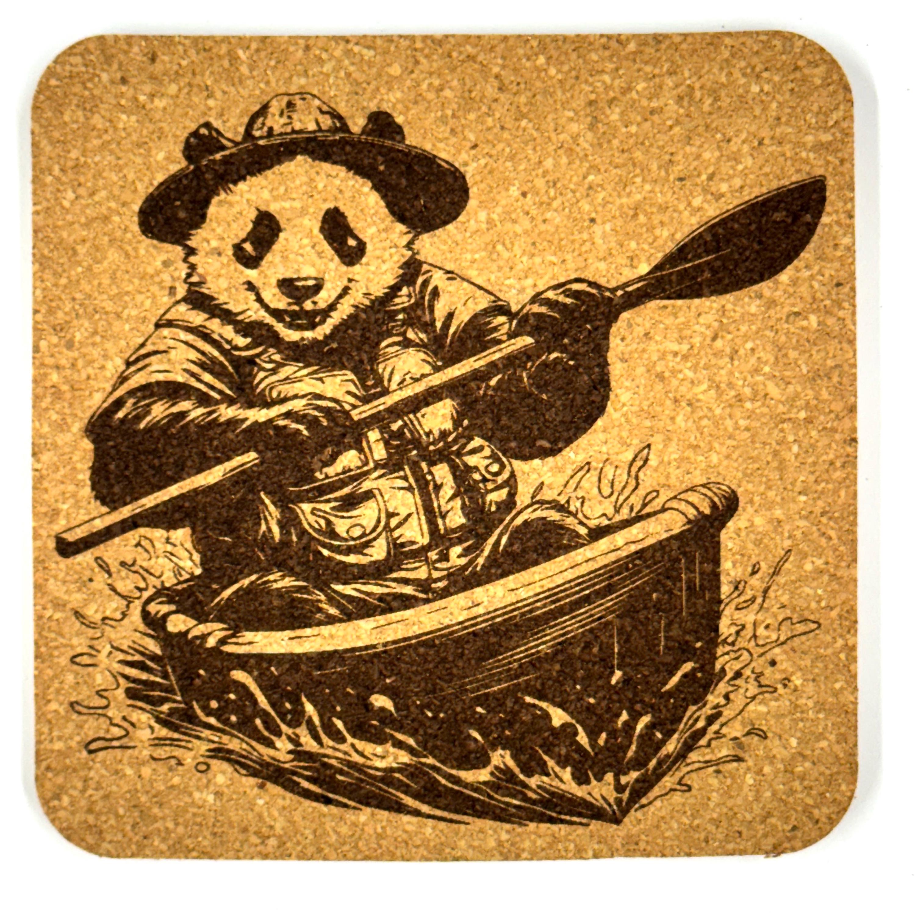 Adventure Panda Cork Coaster Set – Outdoor Fun – Set of 4