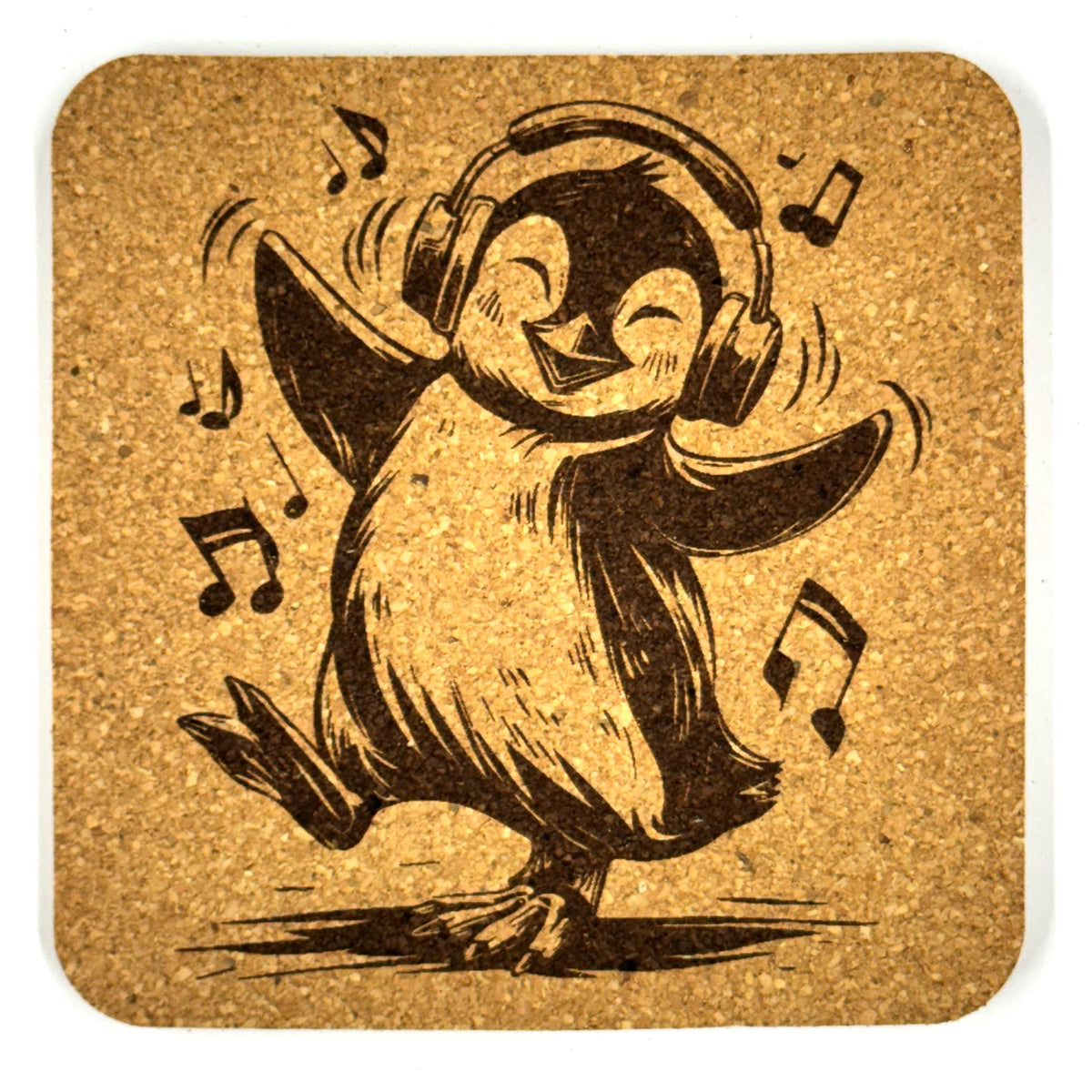 Playful Penguin Cork Coaster Set – Cute Winter Decor – Set of 4
