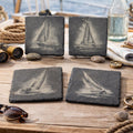 Sailboat Slate Coaster Set – Engraved Nautical Sailing Art (4 Pack)