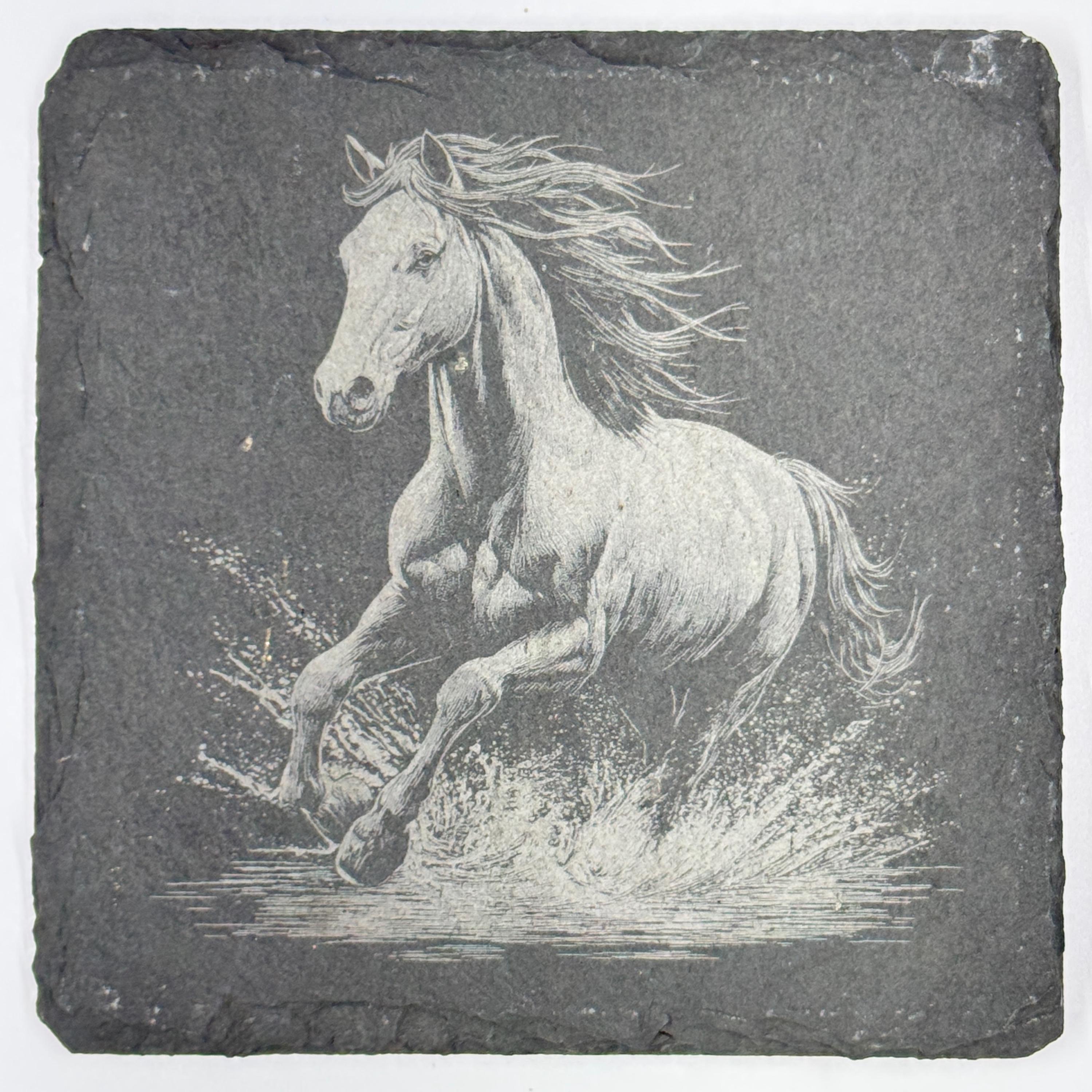 Horse Slate Coaster Set of 4 – Western Stallion Collection