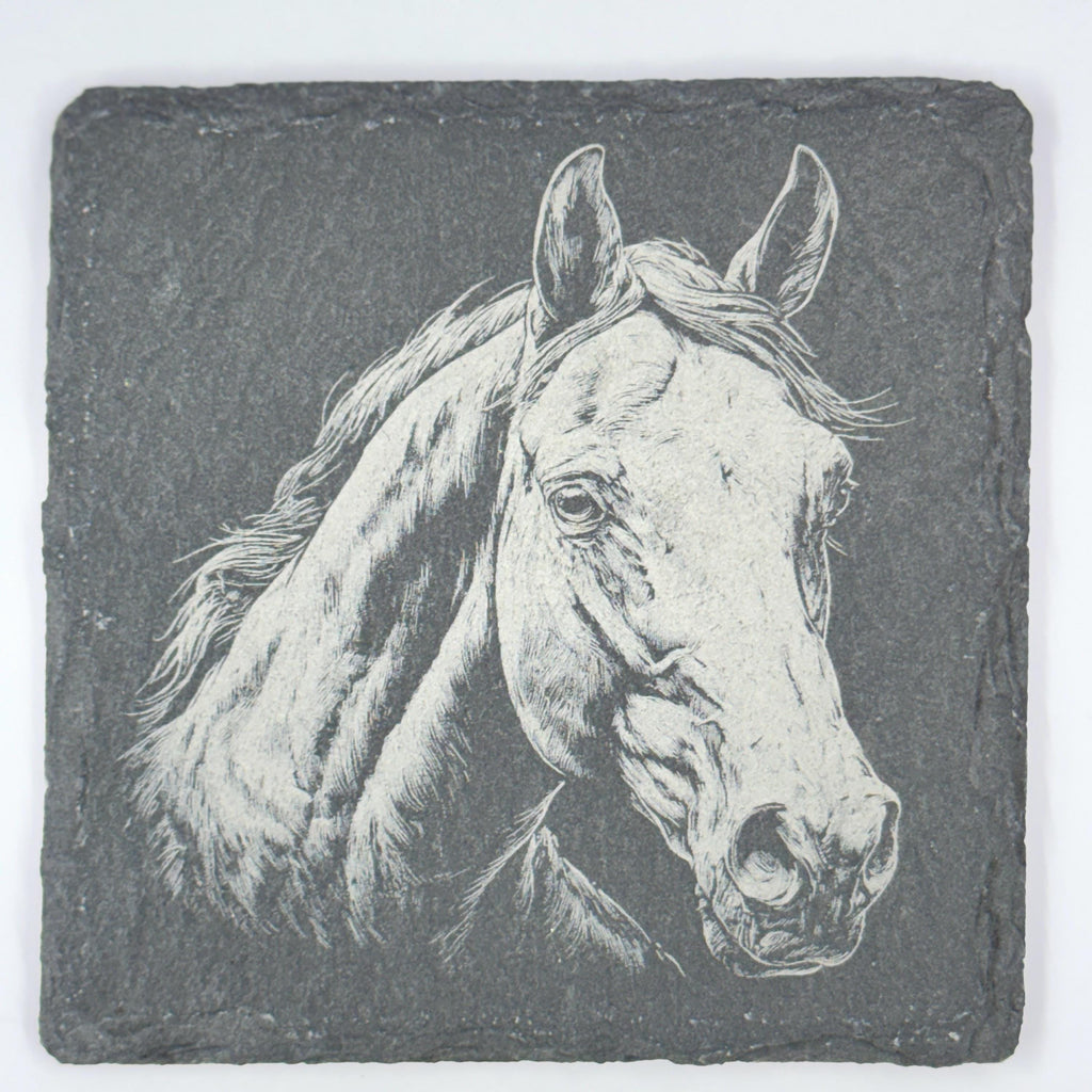 Horse Portrait Slate Coaster Set of 4 – Equestrian Art Collection