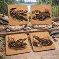 Alligator Cork Coaster Set - Rustic Wildlife Decor
