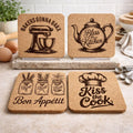 Farmhouse Kitchen Cork Coasters – Bakers & Home Cooking Set of 4