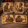 Jazz and Blues Legends Set of 4 Laser Engraved Cork Coasters