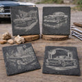 Classic Muscle Car Slate Coasters – Midnight Vintage Auto Set