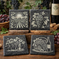 Vineyard Slate Coasters – Rustic Wine Country Engraved Set