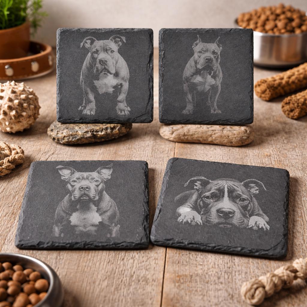 American Bulldog Slate Coaster Set – Strong Loyal Dog Art (Set of 4)