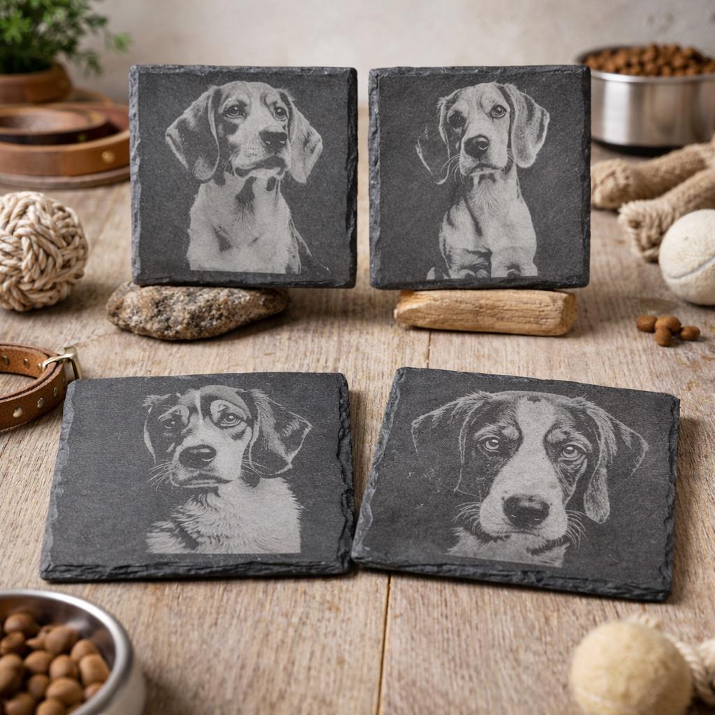 Beagle Slate Coaster Set – Curious Hound Dog Art (Set of 4)