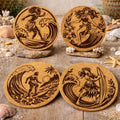 Hawaiian Surf Cork Coasters – Tropical Island Hula & Wave Set