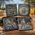 Santa Tropical Vacation Set of 4 Laser Engraved Holiday Drink Coasters