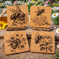 HoneyBee Coasters – Set of 4 Laser Engraved Nature-Inspired Bee Design