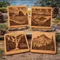 Pacific Northwest Oregon Scenes - Set of 4 Laser Engraved Cork Coasters