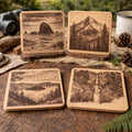 Oregon Pacific Northwest Cork Coaster Set – Mt Hood, Crater Lake, Multnomah Falls, Cannon Beach