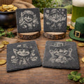 Happy Leprechaun Slate Coasters Set – Cute St. Patrick’s Day Decor – Irish Drink Coasters (4 Pack)