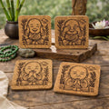 Baby Buddhas Laser Engraved Cork Coaster Set of 4