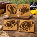 Football Cork Coaster Set – Laser Engraved Sports Coasters for Players & Fans – 4-Pack