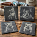 English Bulldog Laser Engraved Slate Coaster Set of 4