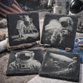 Astronaut Slate Coaster Set – Engraved Space Exploration Art