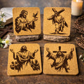 Jesus Faith Cork Coaster Set – Christian Art – Set of 4