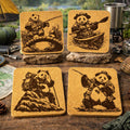 Adventure Panda Cork Coaster Set – Outdoor Fun – Set of 4