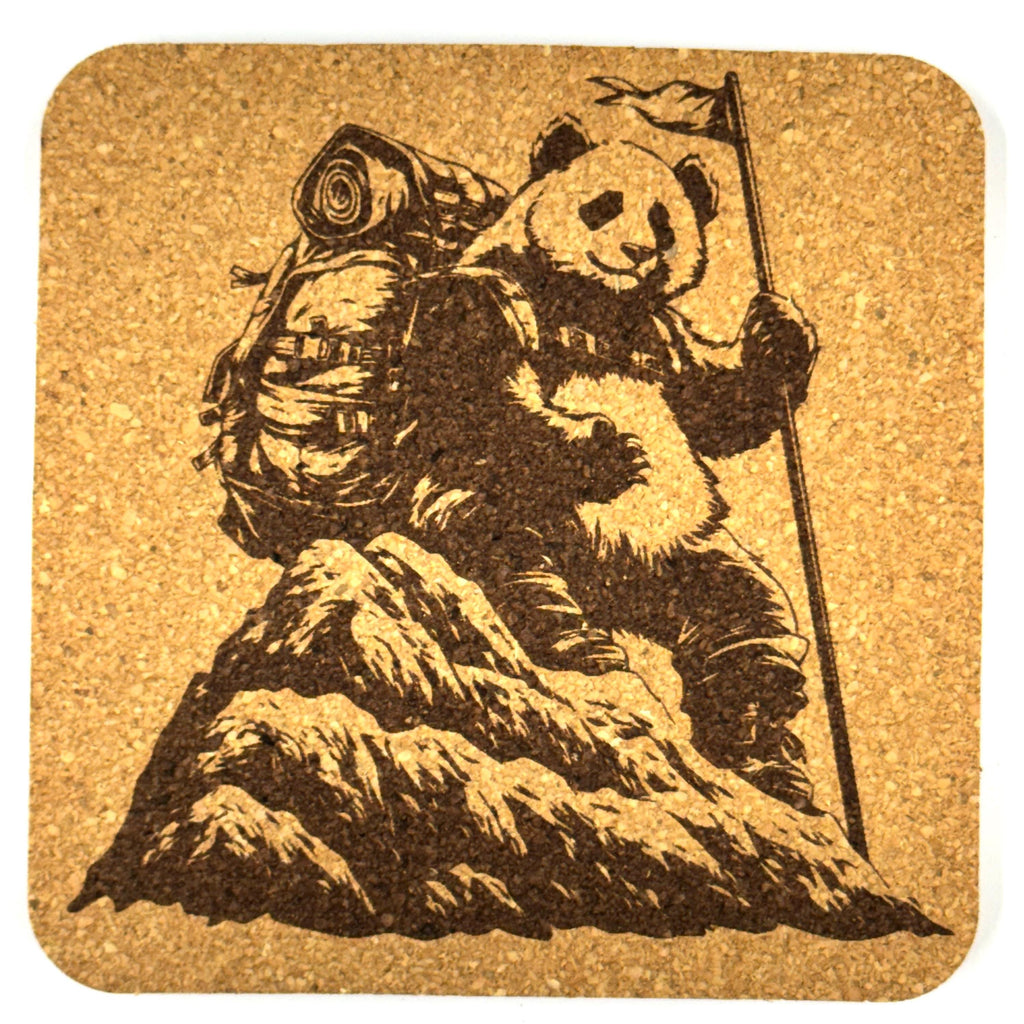 Adventure Panda Cork Coaster Set – Outdoor Fun – Set of 4