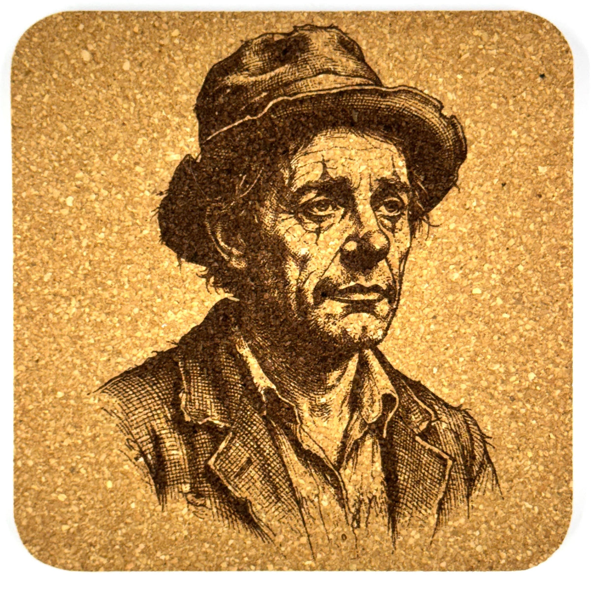 Vintage Hobo Clown Cork Coasters – Circus Performer Drinkware Bar Table Protection Set