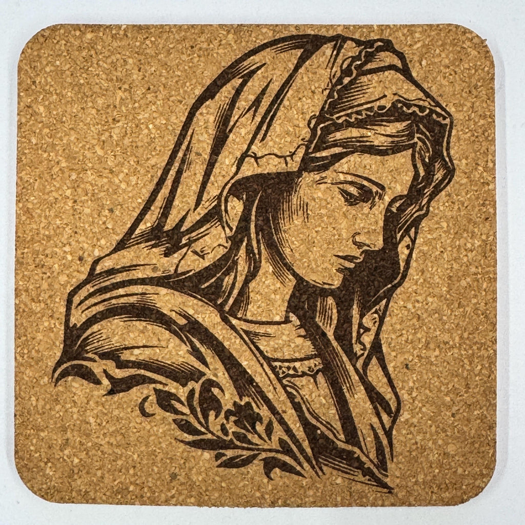 Virgin Mary Cork Coasters Set – Catholic Christian Faith Religious Gift