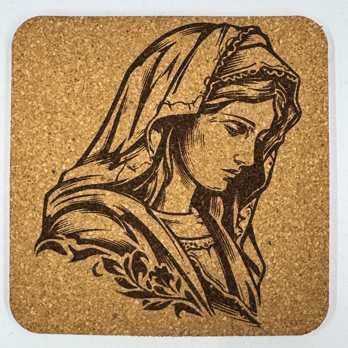 Virgin Mary Cork Coasters Set – Catholic Christian Faith Religious Gift