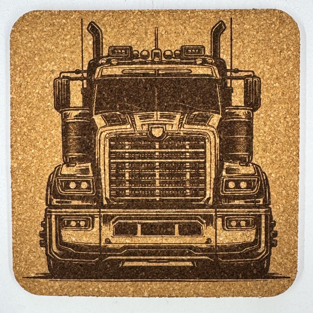 Semi Truck Cork Coasters Set – Big Rig Diesel Trucker Gift