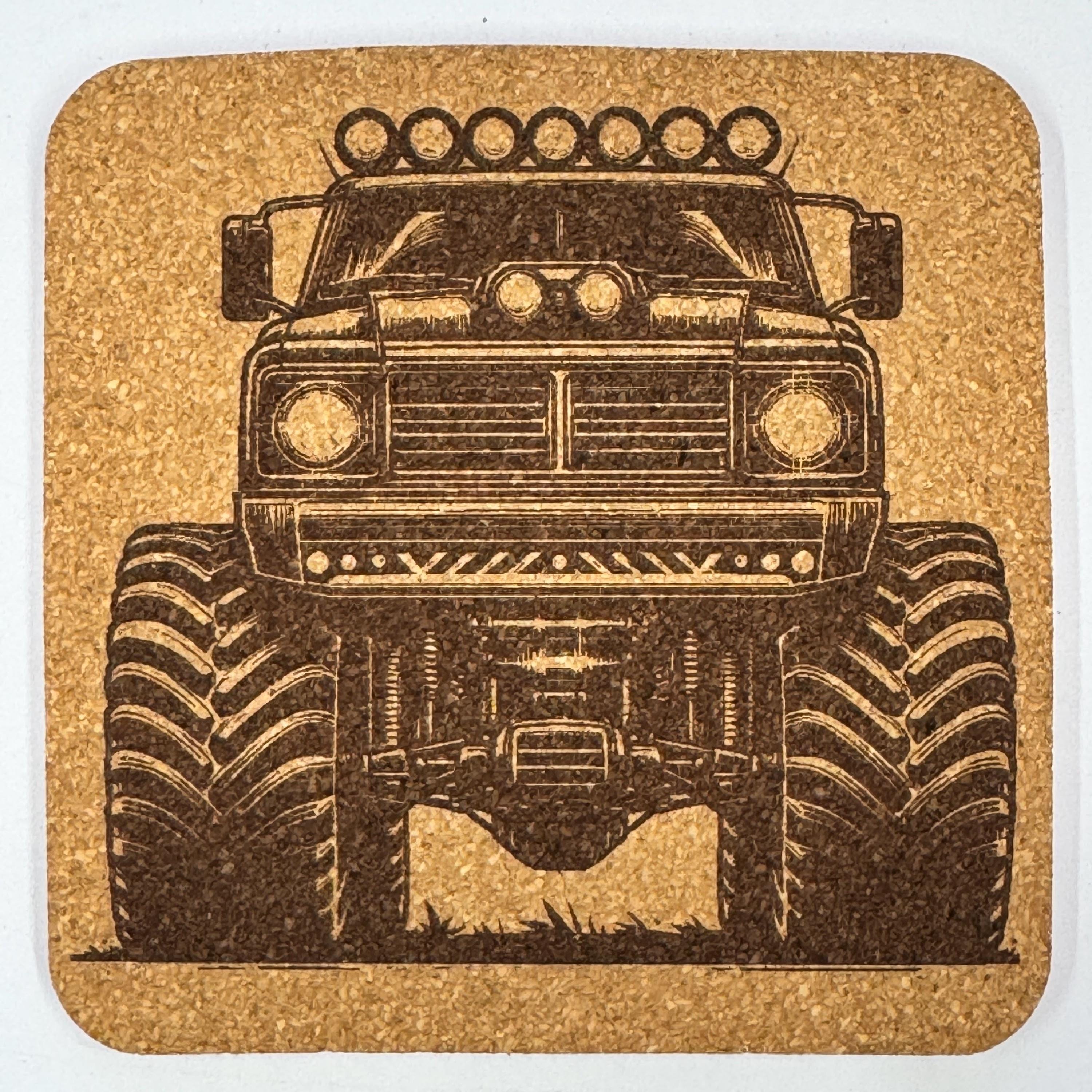 Monster Truck Cork Coasters Set – Lifted Off Road 4x4 Gift