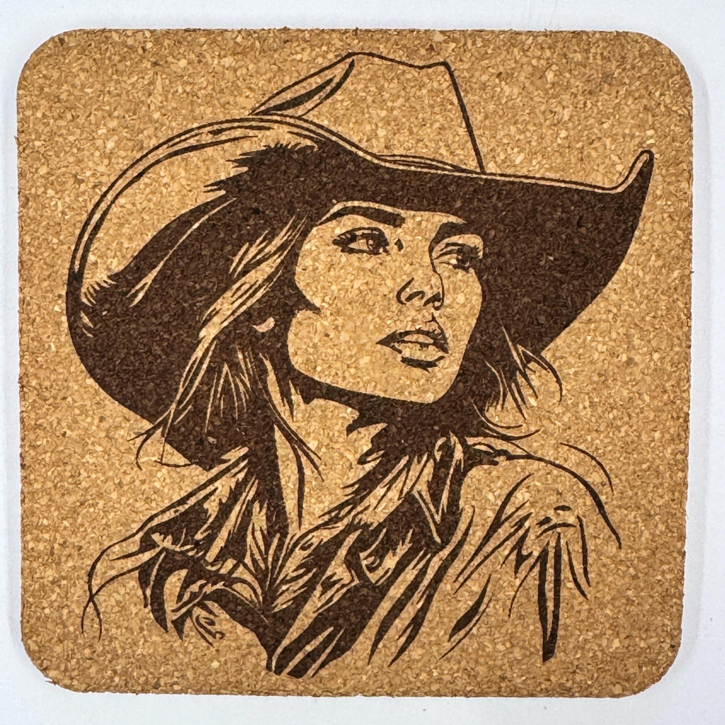 Cowgirl Portrait Coasters Set – Western Country Rustic Ranch Decor Gift