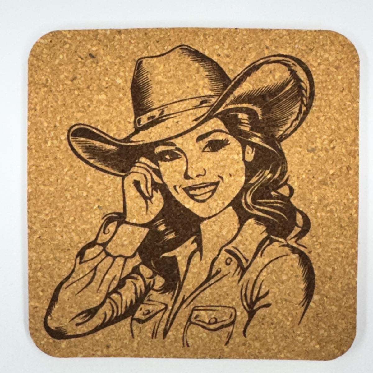 Cowgirl Portrait Coasters Set – Western Country Rustic Ranch Decor Gift