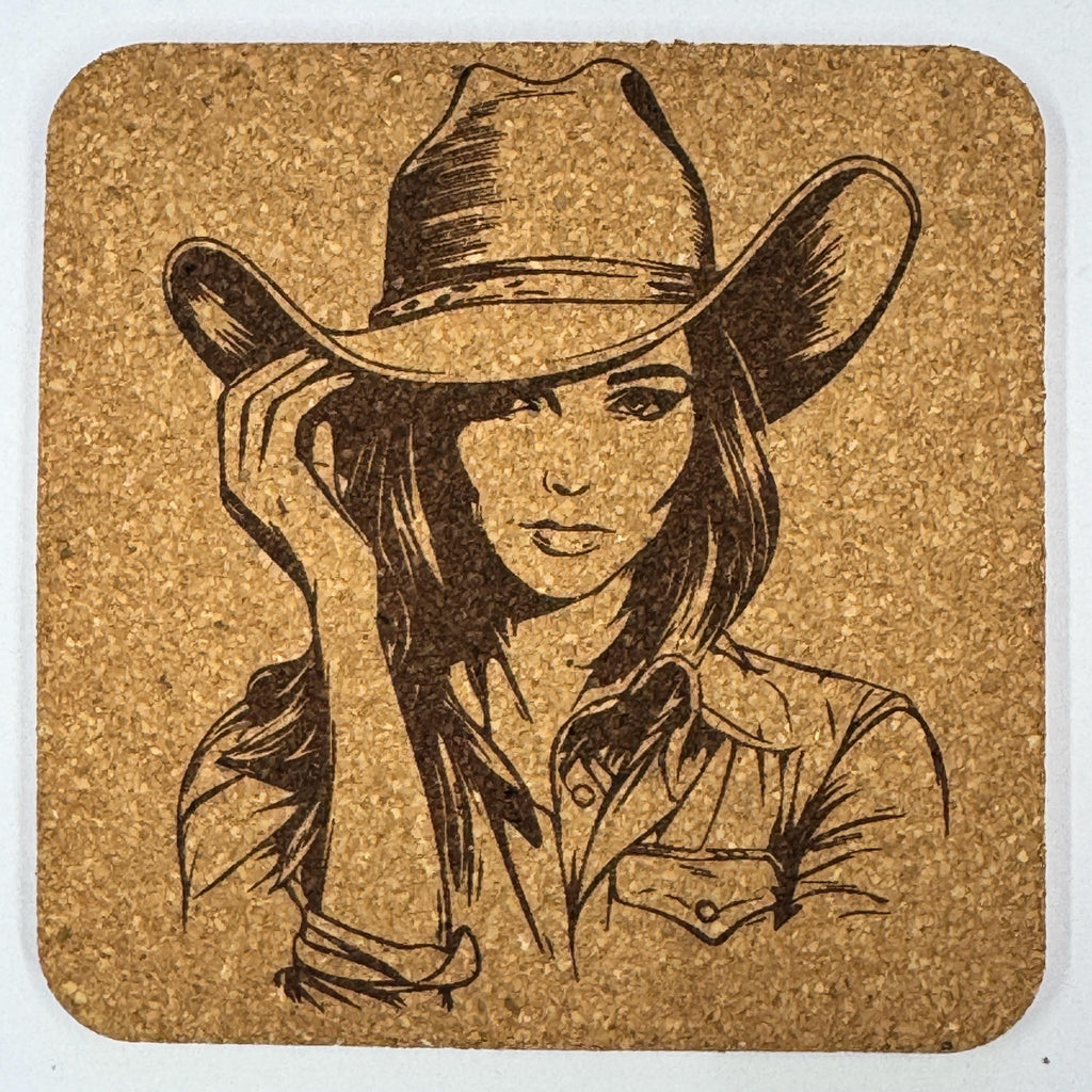 Cowgirl Portrait Coasters Set – Western Country Rustic Ranch Decor Gift