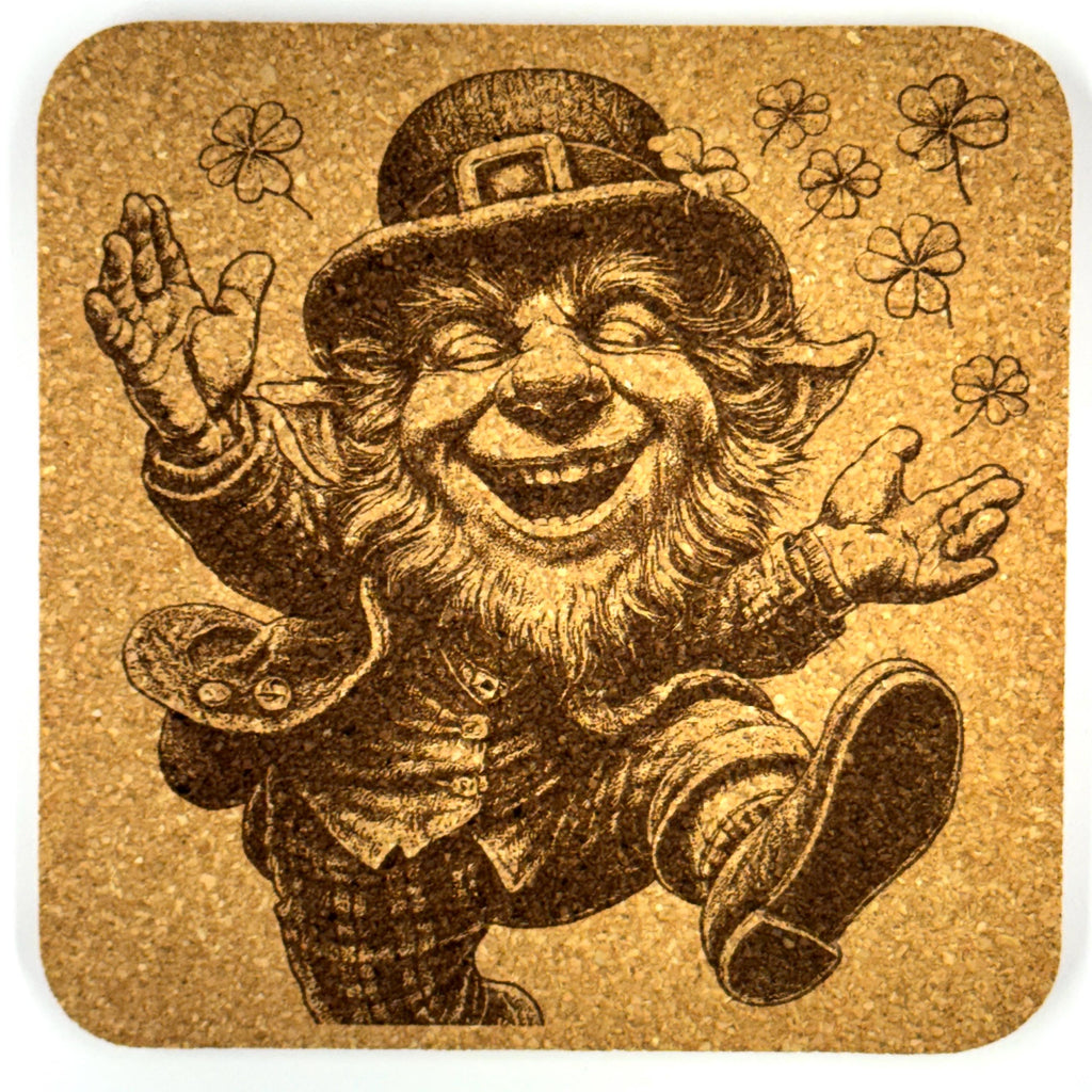 St Patricks Day Leprechaun Coasters Set of 4 Irish Decor Cork Drink Coasters