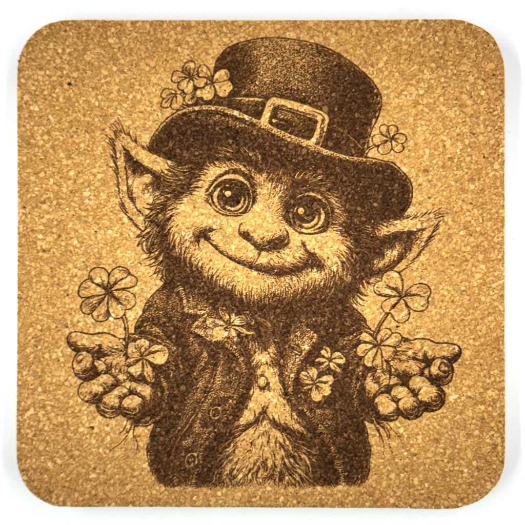 St Patricks Day Leprechaun Coasters Set of 4 Irish Decor Cork Drink Coasters