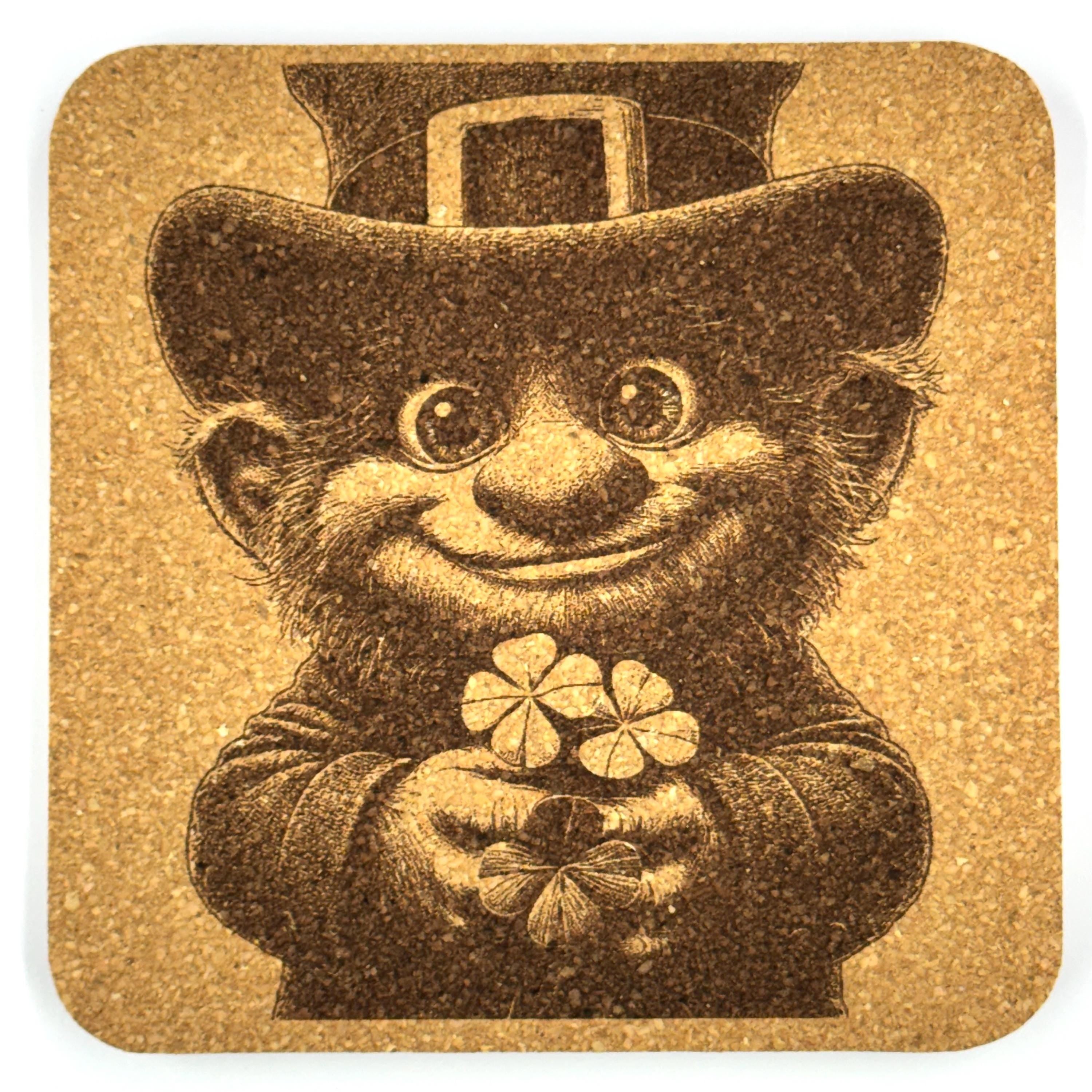 St Patricks Day Leprechaun Coasters Set of 4 Irish Decor Cork Drink Coasters