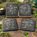 Happy Leprechaun Slate Coasters Set – St. Patrick’s Day Decor – Cute Irish Drink Coasters (4 Pack)