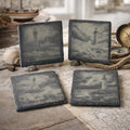 Stormy Lighthouse Slate Coaster Set – Engraved Coastal Weather Designs (4 Pack)