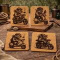 Goblin Motorcycle Laser Engraved Set of 4 Cork Coasters