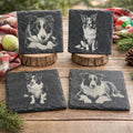 Border Collie Laser Engraved Slate Coaster Set of 4