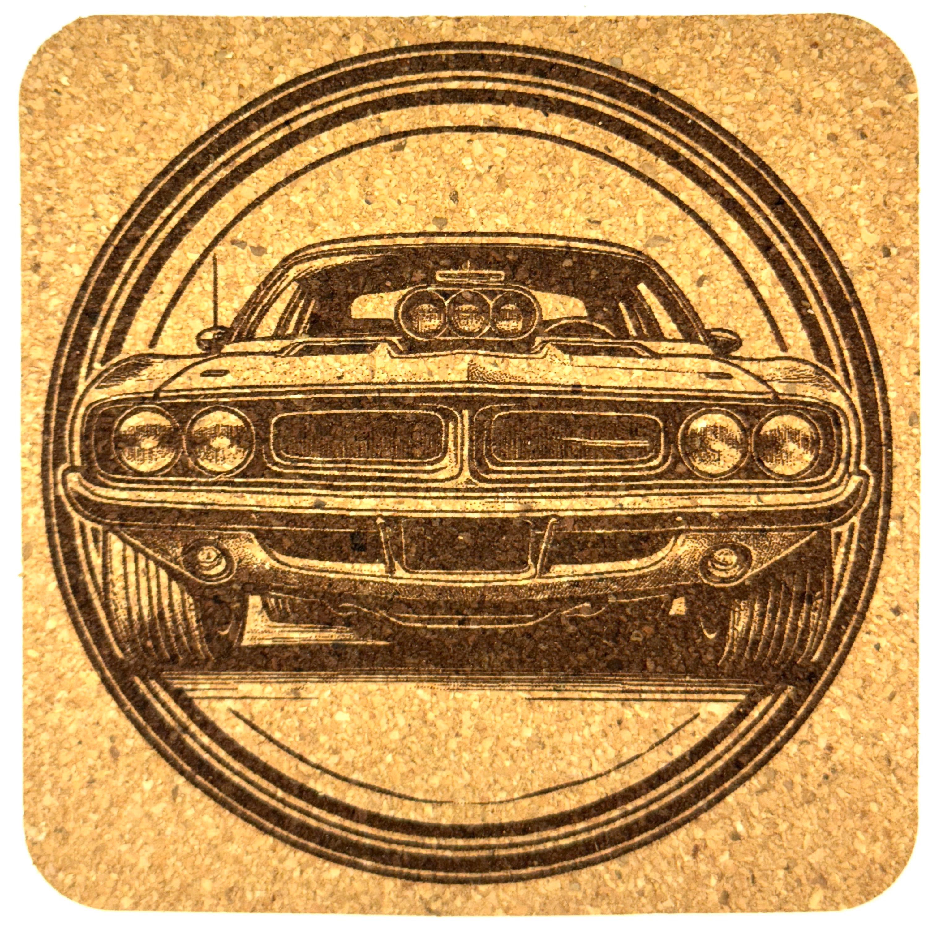 Classic Roadsters - Set of 4 Laser Engraved Cork Coasters