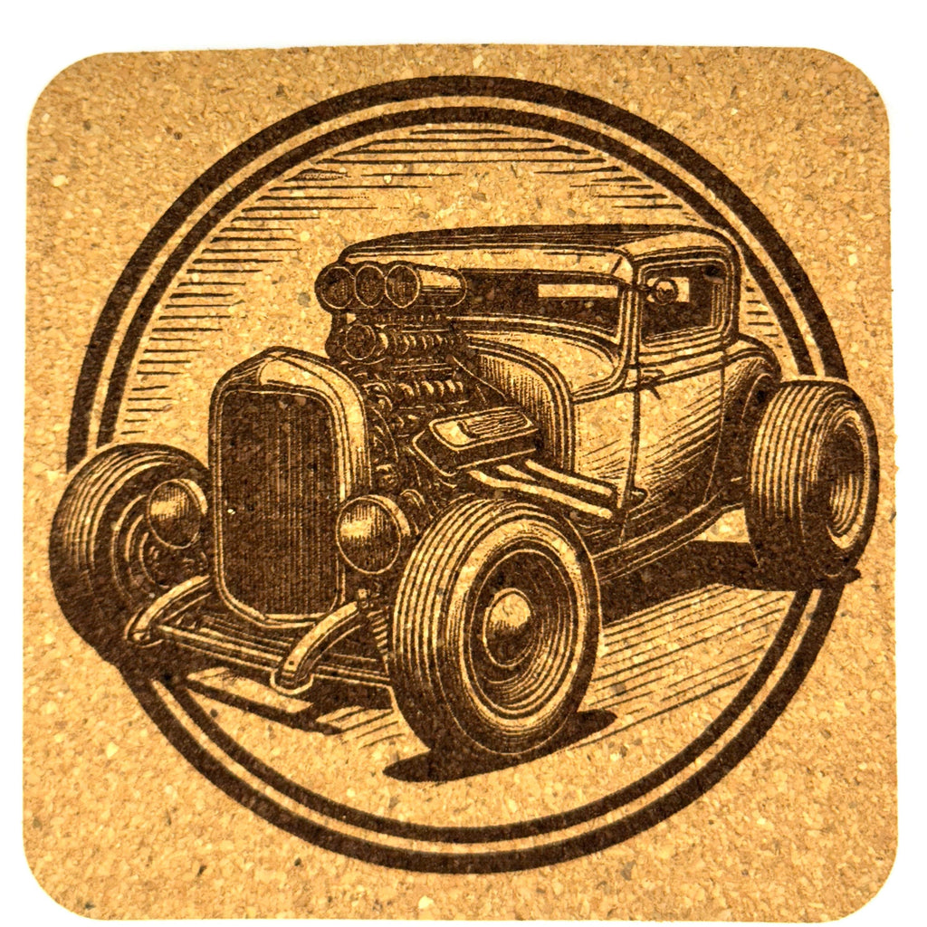 Classic Roadsters - Set of 4 Laser Engraved Cork Coasters