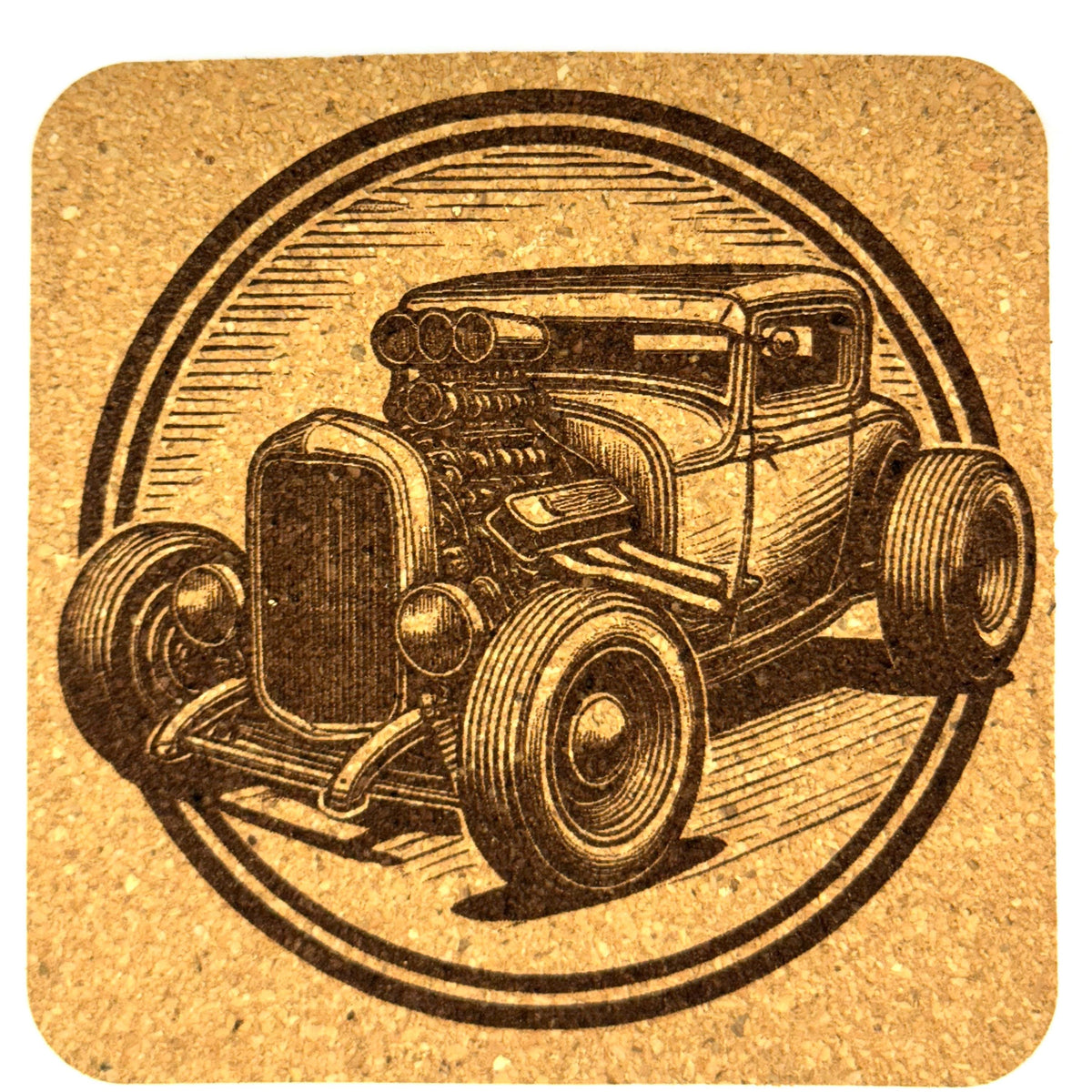 Classic Roadsters - Set of 4 Laser Engraved Cork Coasters