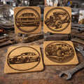 Classic Roadsters - Set of 4 Laser Engraved Cork Coasters