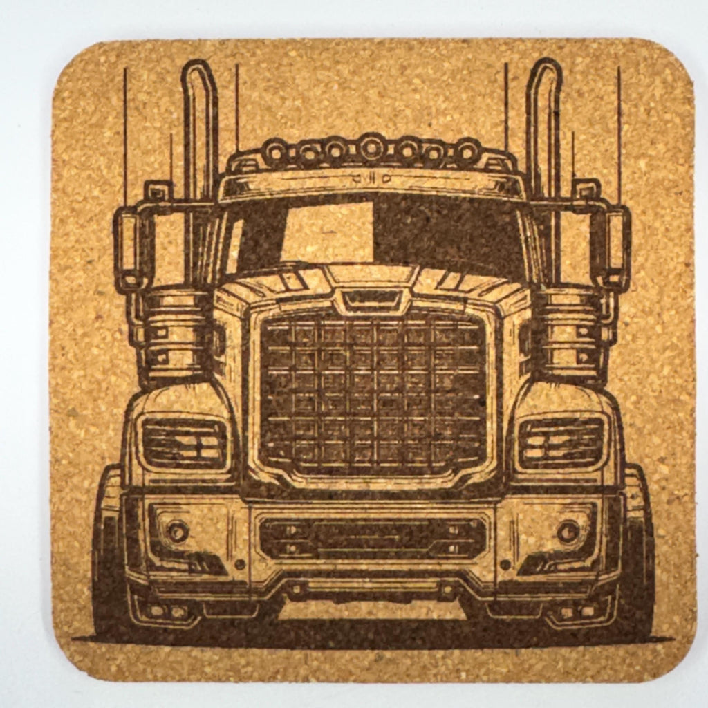 Semi Truck Cork Coasters Set – Big Rig Diesel Trucker Gift