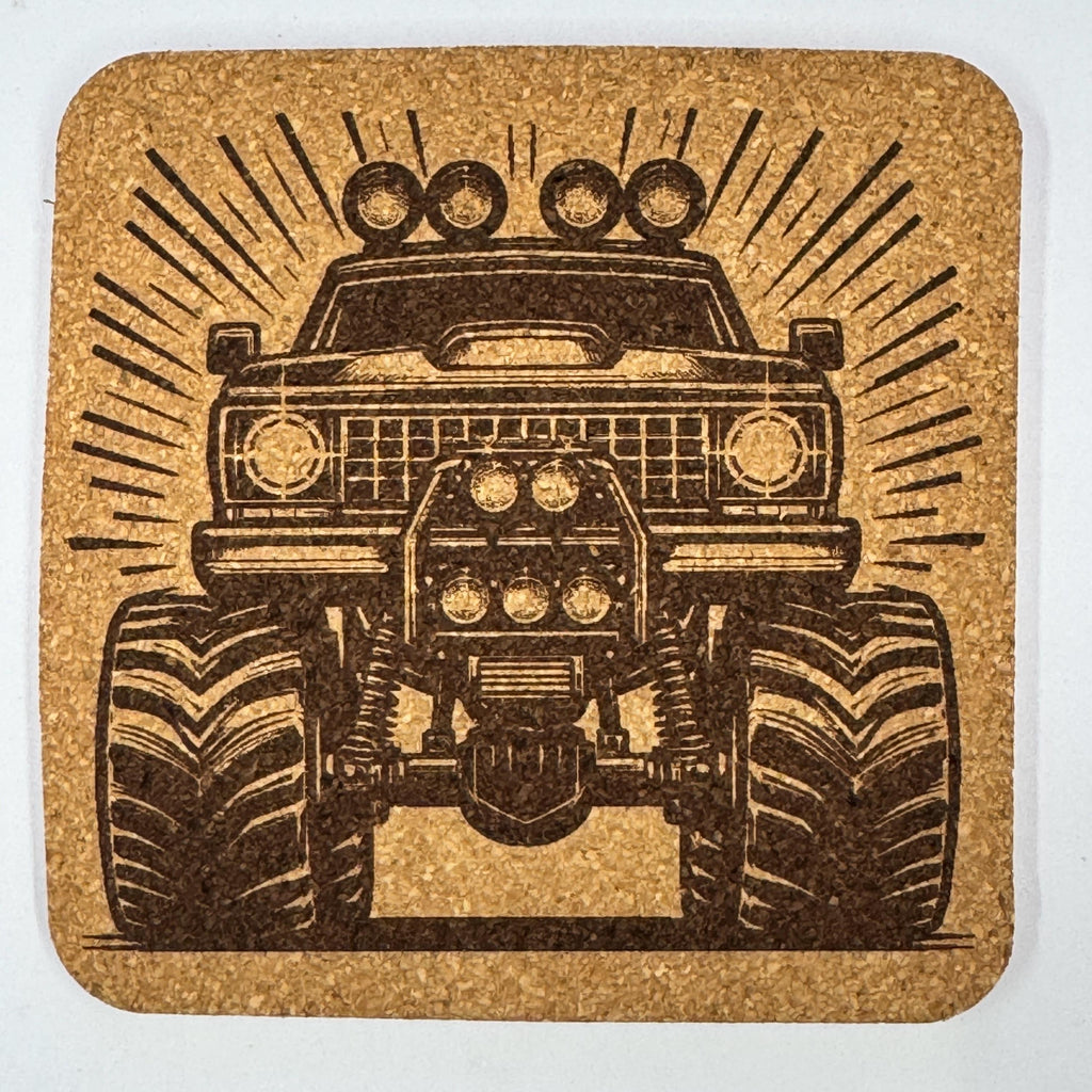 Monster Truck Cork Coasters Set – Lifted Off Road 4x4 Gift