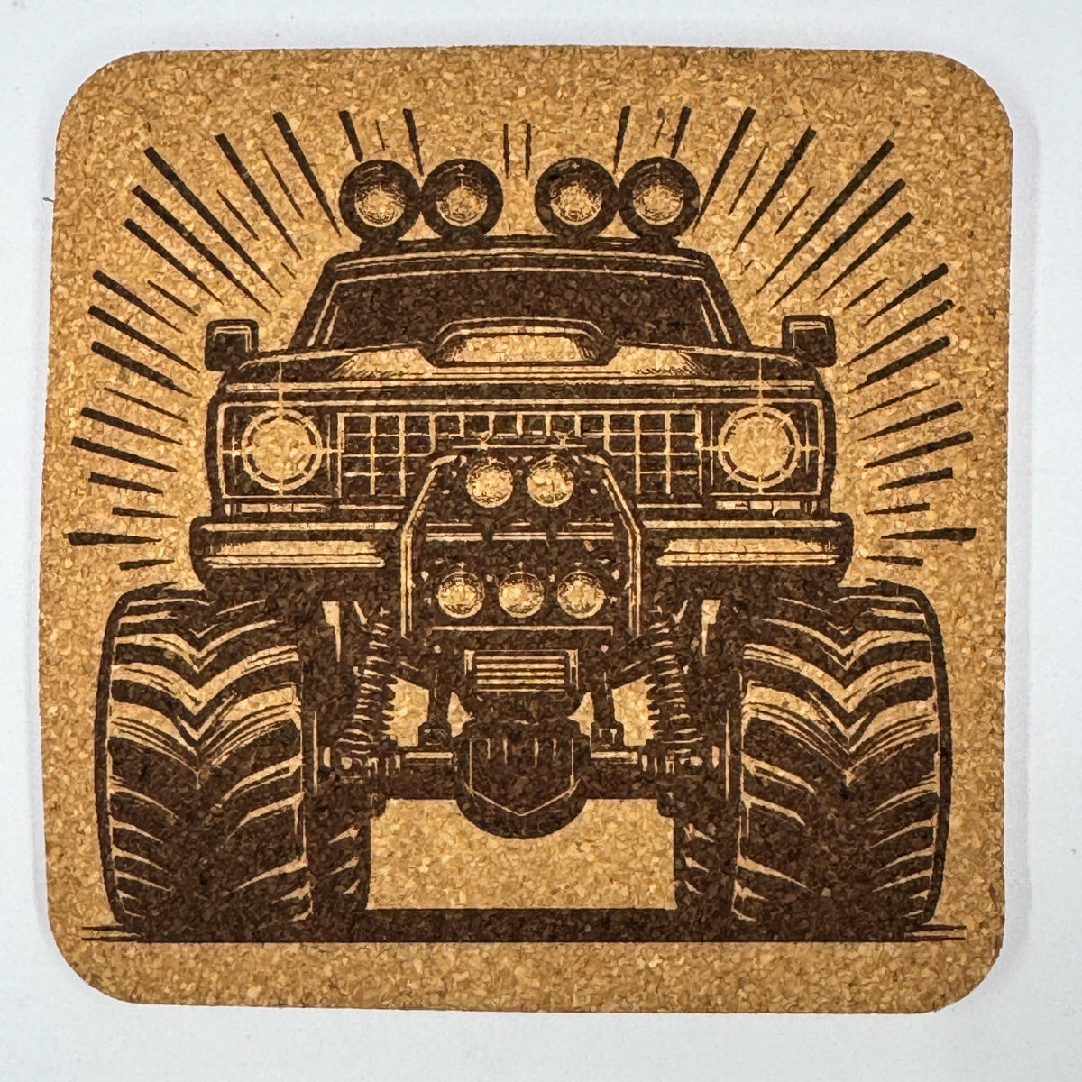 Monster Truck Cork Coasters Set – Lifted Off Road 4x4 Gift